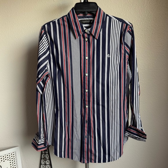 NWT Ralph Lauren Classic-Fit Striped Broadcloth Shirt Sz M - Picture 8 of 13